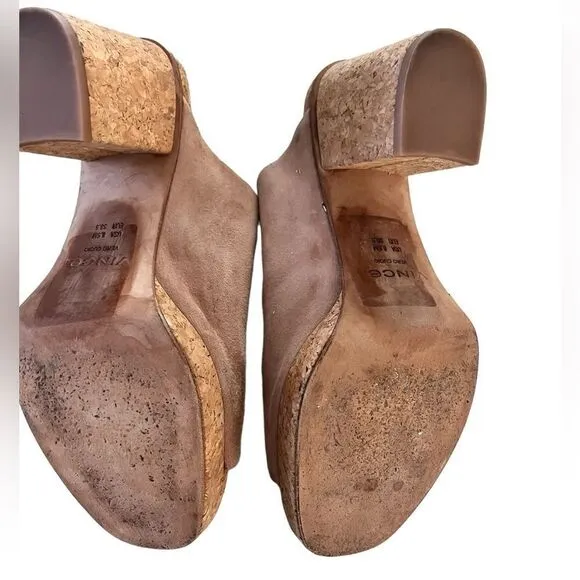 Vince Wyatt Suede Platform Mules.
