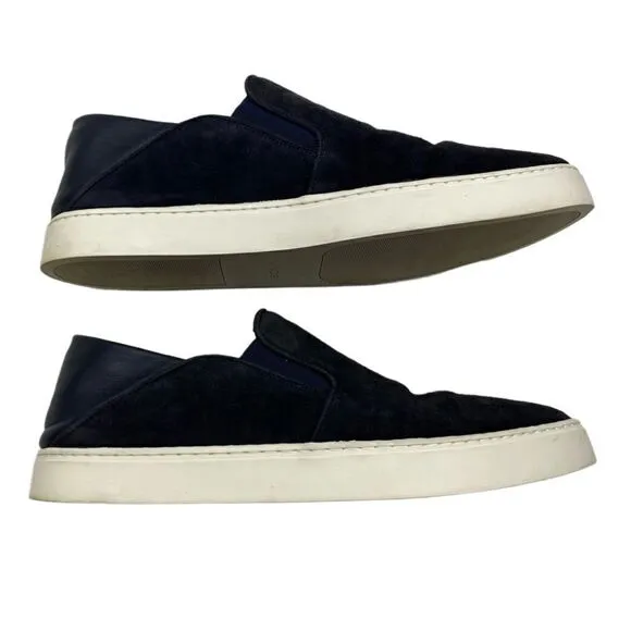 VINCE Garvey Suede Slip-on Mules Sneakers Black 38.5