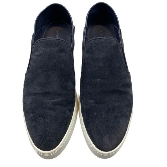 VINCE Garvey Suede Slip-on Mules Sneakers Black 38.5