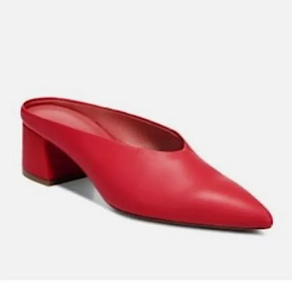 Vince Women's Ralston Leather Mules Red Sz. 37 US 7