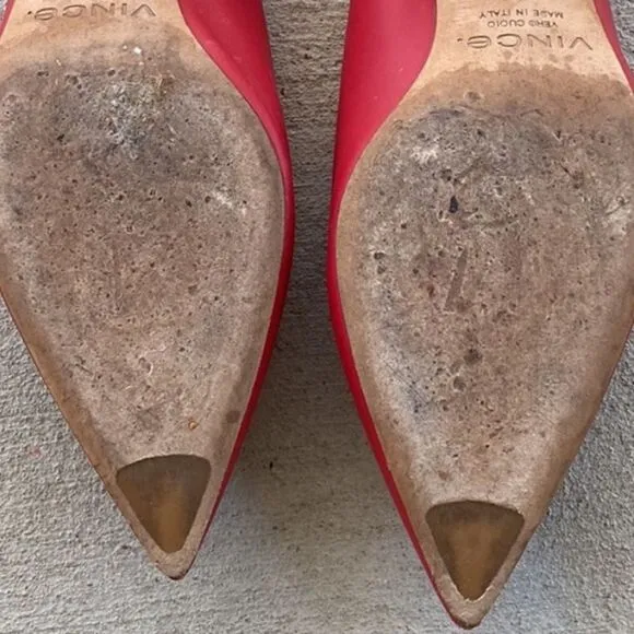 Vince Women's Ralston Leather Mules Red Sz. 37 US 7