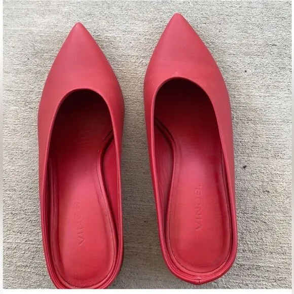 Vince Women's Ralston Leather Mules Red Sz. 37 US 7