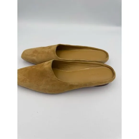 Vince Women's Valentina Tan Square Suede Toe Mules Size 8