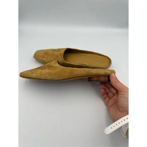 Vince Women's Valentina Tan Square Suede Toe Mules Size 8