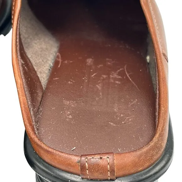 Vintage 90s Y2K Predictions Sz 6 Square Toe Laser Cut Leather Chunky Heel Mules