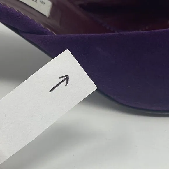Vintage Bruno Magli Pointed Square Toe Mule Kitten Heels Size 38 Purple Suede