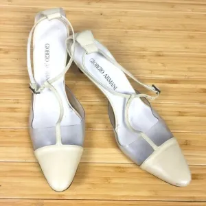 Vintage Giorgio Armani Nude Leather Clear Panel Heels