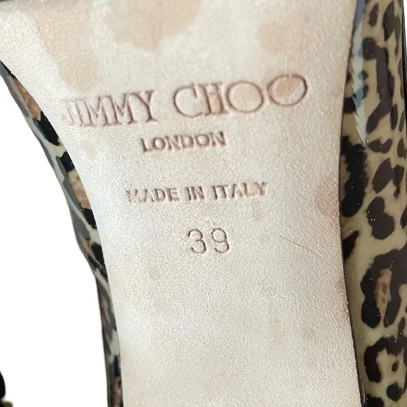 Vintage Jimmy Choo Erin Taupe Leopard Heels Size 39 (8.5)