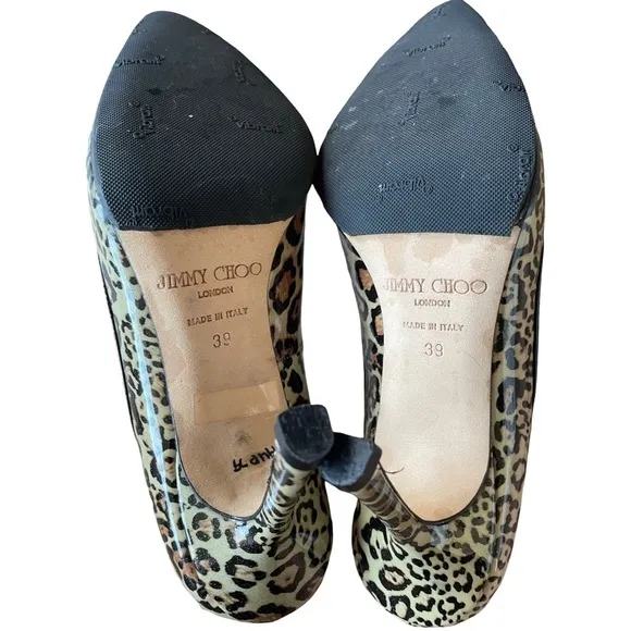 Vintage Jimmy Choo Erin Taupe Leopard Heels Size 39 (8.5)