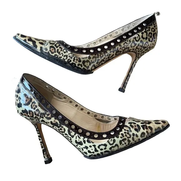 Vintage Jimmy Choo Erin Taupe Leopard Heels Size 39 (8.5)