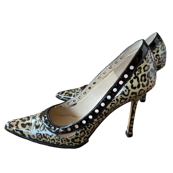Vintage Jimmy Choo Erin Taupe Leopard Heels Size 39 (8.5)