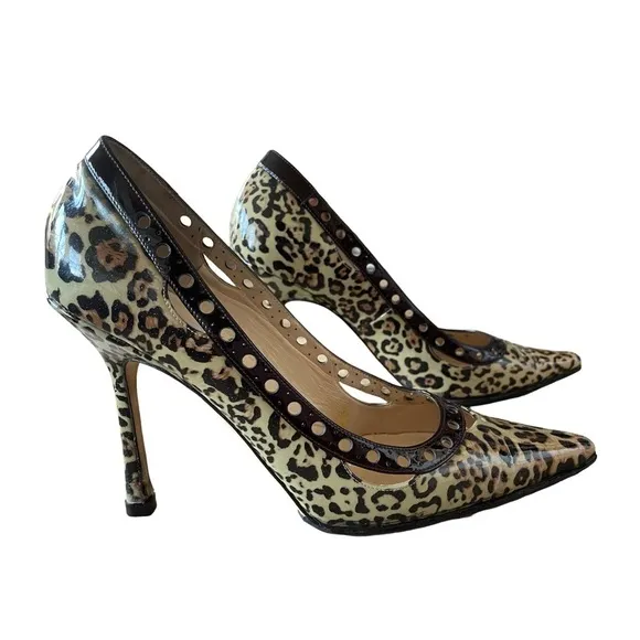 Vintage Jimmy Choo Erin Taupe Leopard Heels Size 39 (8.5)