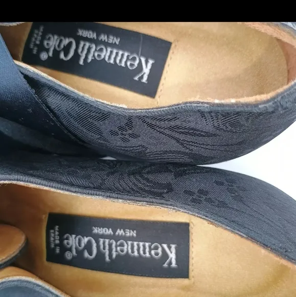 Vintage Kenneth Cole Made In Spain Black Kitten Damask Lace Pointed Witchy 9AA