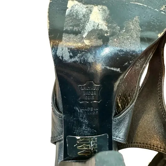 Vintage Lagerfeld Couture 1980s Architectural Pointed Slingback Leather Heels