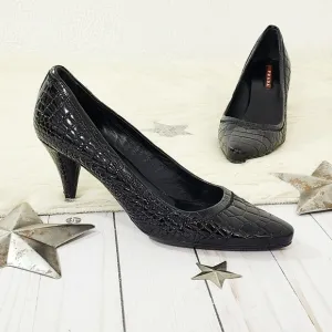 Vintage Prada black patent croc pumps size 36