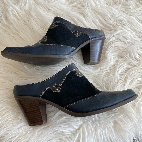 VINTAGE Western genuine leather mules
