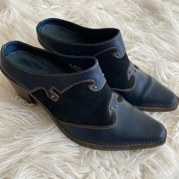 VINTAGE Western genuine leather mules