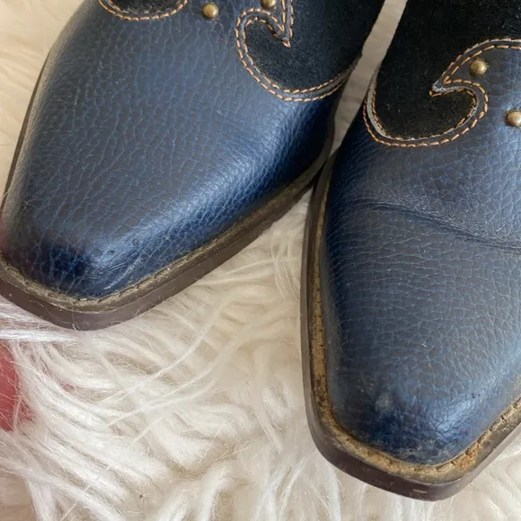 VINTAGE Western genuine leather mules