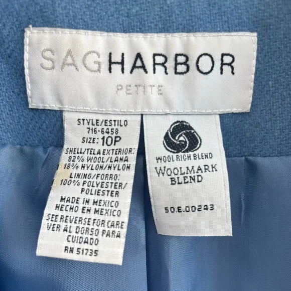 Vintage Wool Blazer Executive Suit Career Preppy Academia Medium Blue Size 10P