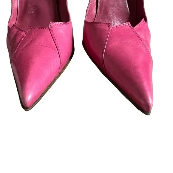 Vintage Y2K Cesare Paciotti Pink Leather Stilettos Pointed Toe High Heels