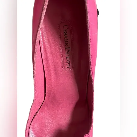 Vintage Y2K Cesare Paciotti Pink Leather Stilettos Pointed Toe High Heels