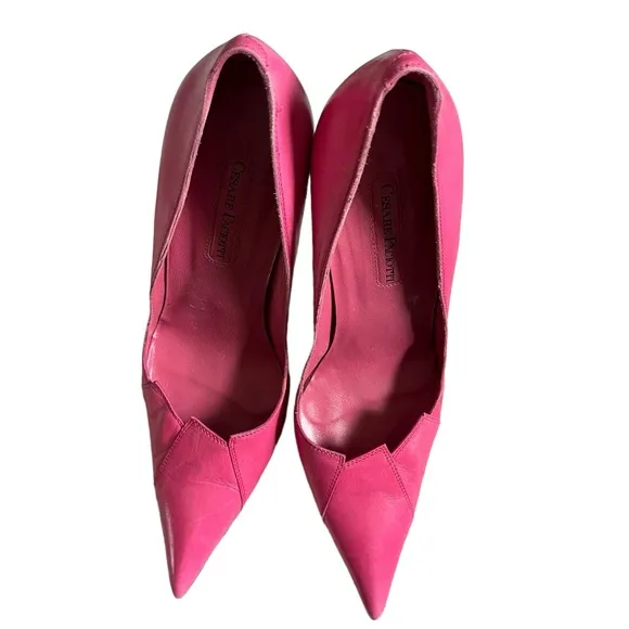 Vintage Y2K Cesare Paciotti Pink Leather Stilettos Pointed Toe High Heels