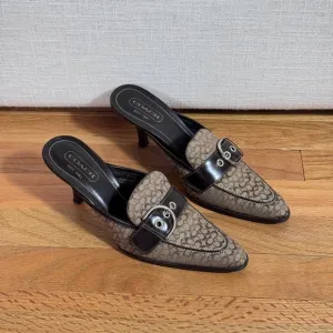 Vintage Y2K Coach Pointy Toe - KittenHeel Mules LOGO Size 7 1/2 B