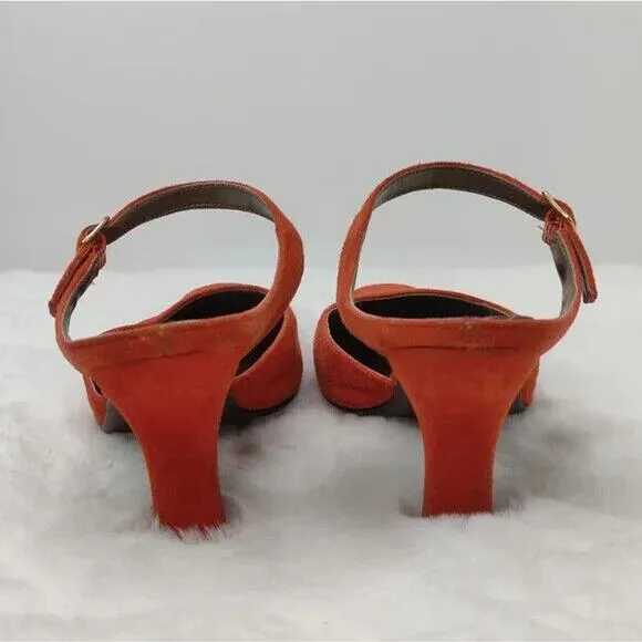 Vintage Y2K Orange Suede Mule Sz 8