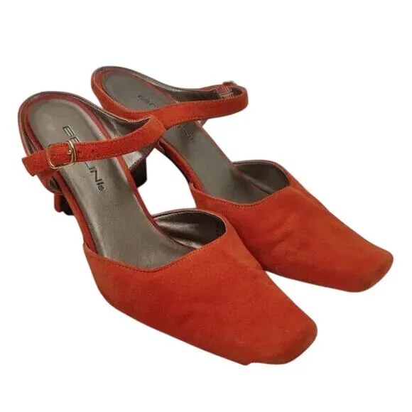 Vintage Y2K Orange Suede Mule Sz 8
