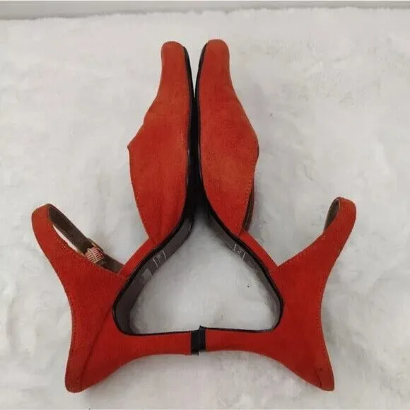 Vintage Y2K Orange Suede Mule Sz 8