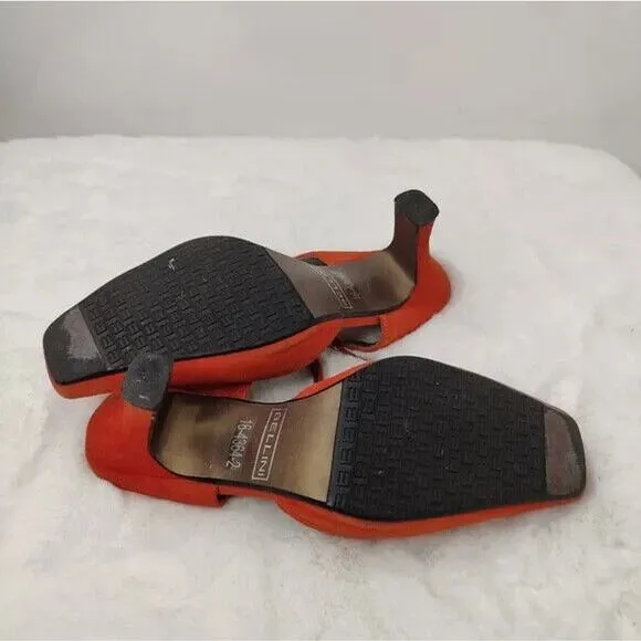 Vintage Y2K Orange Suede Mule Sz 8