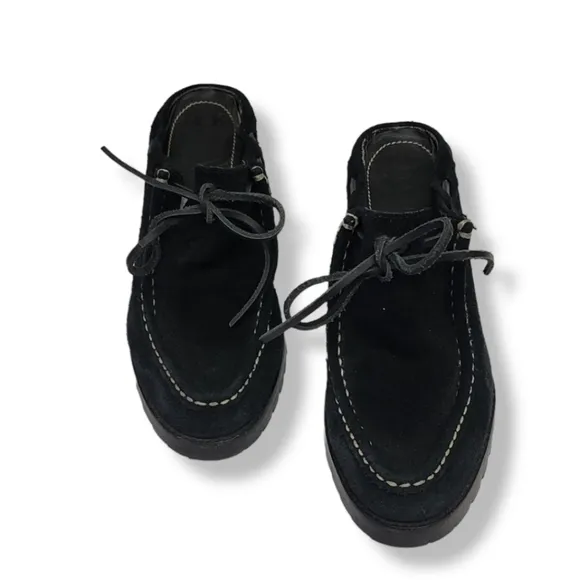 Vintage Y2K Ralph Lauren Mindi Suede Mocassin Mules 6 Clogs Vibram Lug Soles