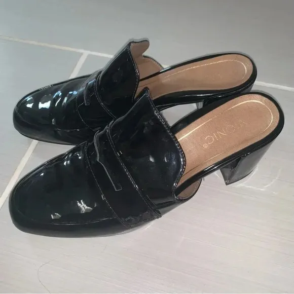 Vionic Annabel Patent Leather Open Back Loafer Mules Black 8