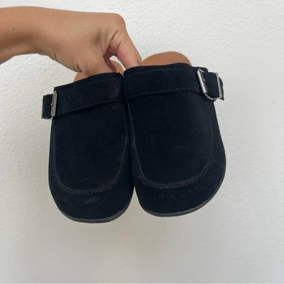 Vionic Black Suede Mules With Buckle Size 7