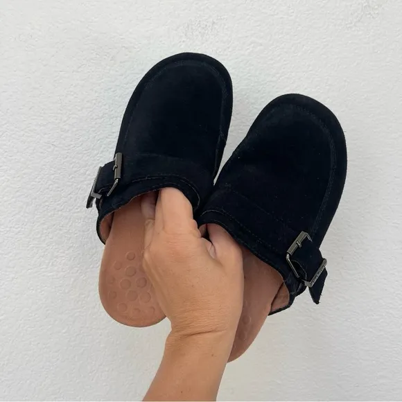 Vionic Black Suede Mules With Buckle Size 7