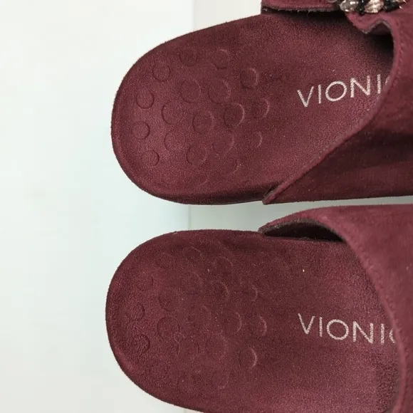 Vionic Joan Red MaryJane slide Mules with beaded strap women's size 11 EU 43