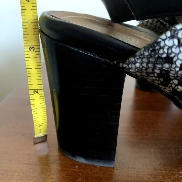 Vionic Kaia Leather Snakeskin Open Toe Mules Ankle Strap Size 8.5 NWOT