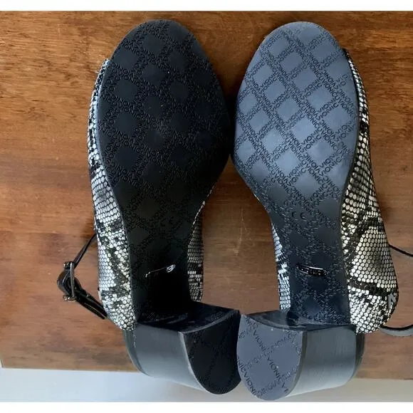Vionic Kaia Leather Snakeskin Open Toe Mules Ankle Strap Size 8.5 NWOT