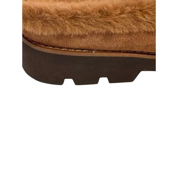 Vionic Kailen Mules Toffee Suede Uppers Shearling Lining Lug Sole 7.5 38.5