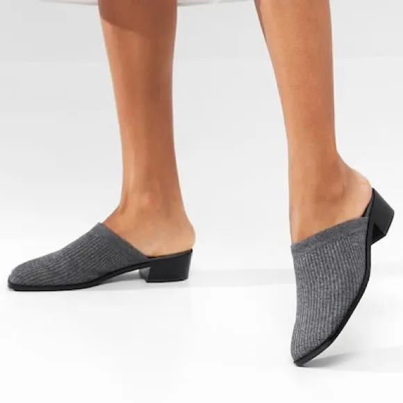 Vivaia Giselle Square Toe Heeled Mules Grey Size 39/ US 8