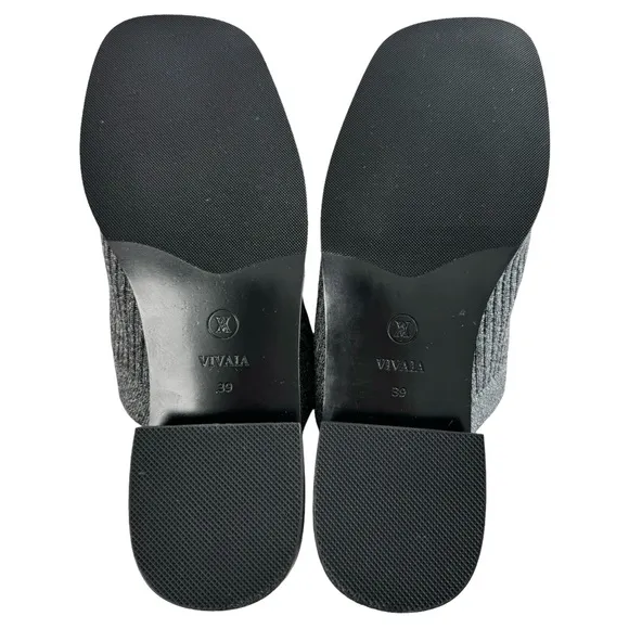 Vivaia Giselle Square Toe Heeled Mules Grey Size 39/ US 8