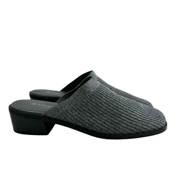Vivaia Giselle Square Toe Heeled Mules Grey Size 39/ US 8