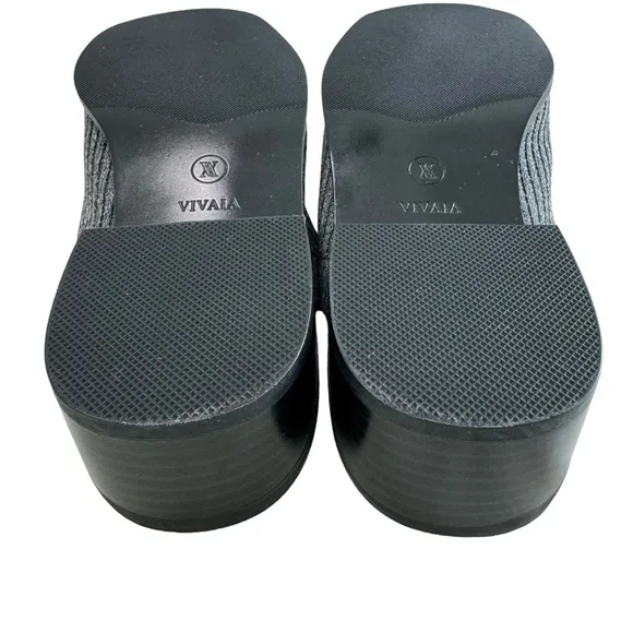 Vivaia Giselle Square Toe Heeled Mules Grey Size 39/ US 8