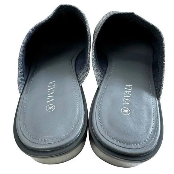 Vivaia Giselle Square Toe Heeled Mules Grey Size 39/ US 8