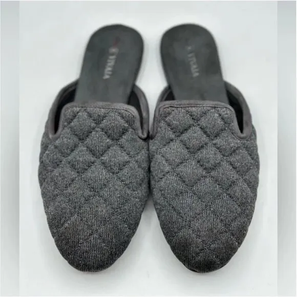 VIVAIA Sherry Rounded Toe Quilted Gray Mules Size 38
