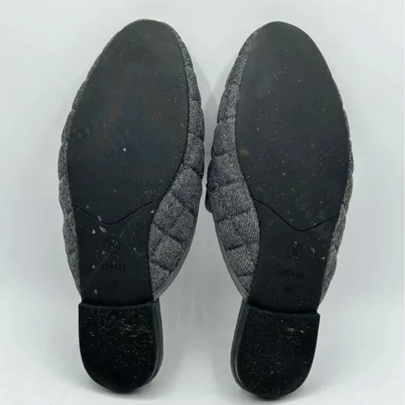 VIVAIA Sherry Rounded Toe Quilted Gray Mules Size 38
