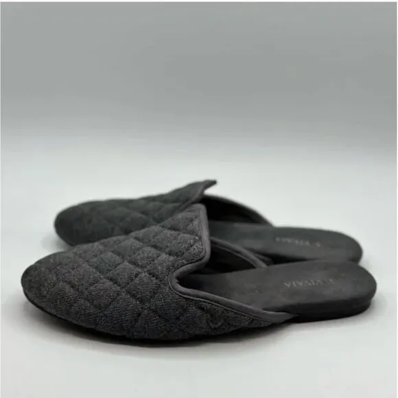 VIVAIA Sherry Rounded Toe Quilted Gray Mules Size 38