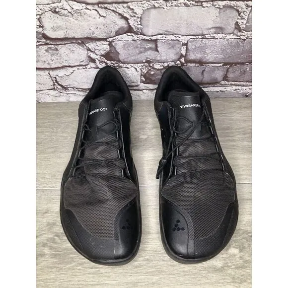 Vivobarefoot Primus Trail Firm Ground Black Mesh Running Shoes Men Sz 47EU/13.5M
