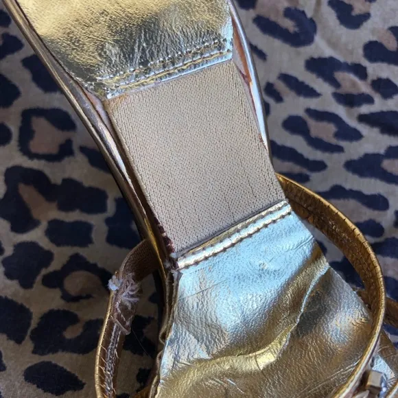 VTG 1950s Rhinestone Studded Gold Springolators High Heel Mules US 5
