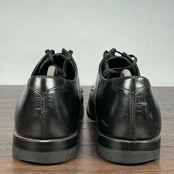 VTG 60s Stacy Adams Oxfords Mens 12D Black Goat Skin Leather Cap Toe Dress‎ Shoe